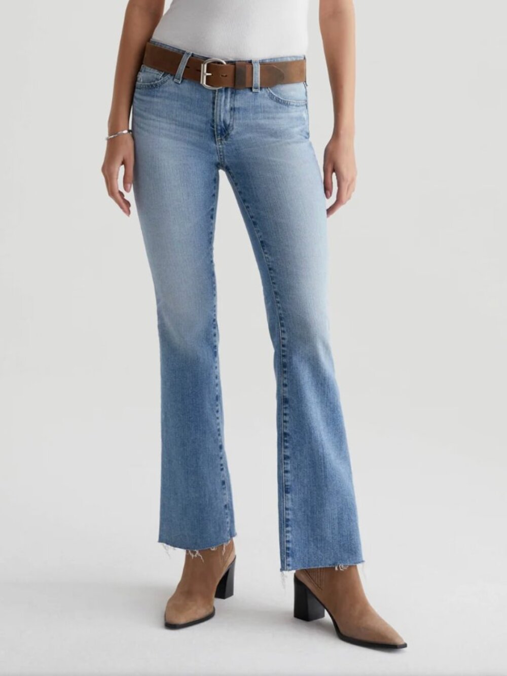 AG Angel Low Rise Bootcut 22 Year Whisker Wash Frayed Hem Jeans – Size 30